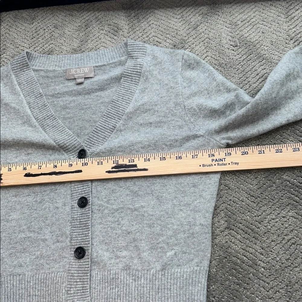 J.Crew Cashmere Cardigan Womens Small Gray Cropped Button Front